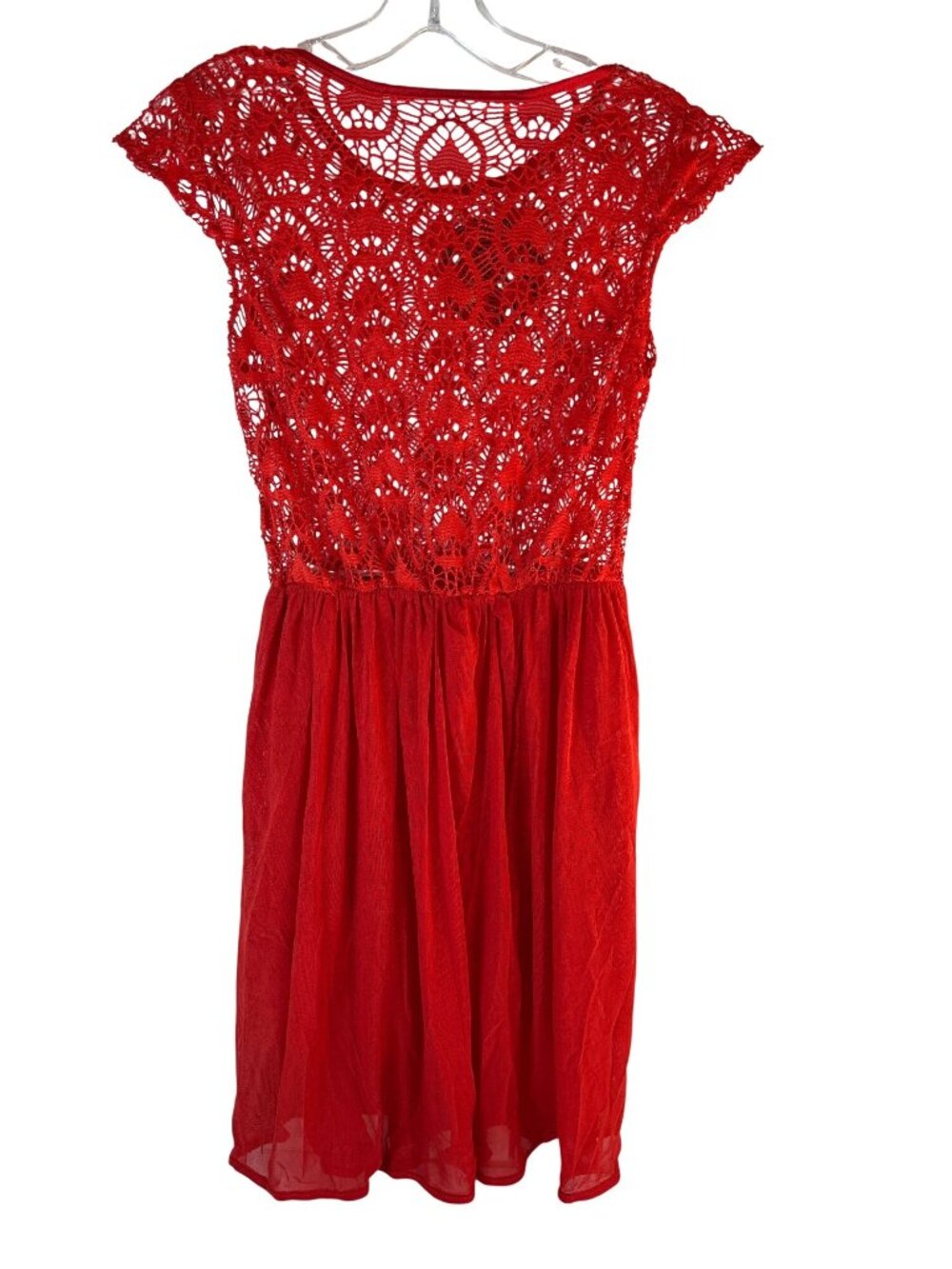 Shi yunlai Womens Dress Lace Skirt Over Lay Sheer Chain Belt Red Size XL NWT - Picture 2 of 5